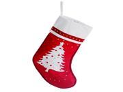 22 Red White Embroidered Christmas Tree Stocking with Rhinestones