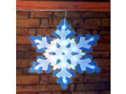 21 Lighted Blue White Tinsel Snowflake Christmas Window Silhouette Decoration