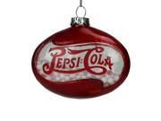 3 Red Pepsi Cola Disc Shaped Snow Filled Decorative Glass Christmas Ornament