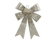 7 Champagne Sequin and Glitter Bow Christmas Ornament