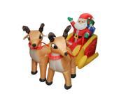 7 Inflatable Lighted Santa Claus and Sleigh Christmas Yard Art Decoration