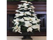 3 Pre Lit B O White Artificial Poinsettia Potted Christmas Tree Clear LED