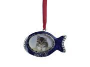 3 Regal Shiny Silver Plated Blue Best Cat Fish Picture Ornament with European Crystals