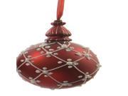 Alpine Chic Red with White Decorative Lattice Design Glass Christmas Ball Ornament 3.25 80mm