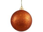 Shatterproof Burnt Orange Holographic Glitter Christmas Ball Ornament 4 100mm