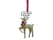 3.75 Regal Shiny Silver Plated Gold Glitter Joy Reindeer Ornament with European Crystals