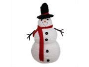 4 Lighted 3 D Chenille Winter Snowman with Top Hat Outdoor Christmas Yard Art Decoration