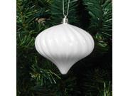 4ct Shiny Winter White Swirl Shatterproof Onion Christmas Ornaments 4