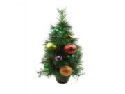 2 Potted Pre Decorated Multi Color Ball Ornament Artificial Christmas Tree Unlit