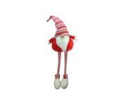 37 Red and White Portly Hanging Leg Gnome Decoration with Christmas Snow Cap and Red Sweater