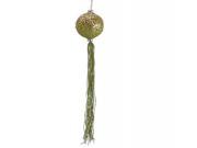 12 Christmas Brites Lime Green Glitter Christmas Ball Ornament with Tassels