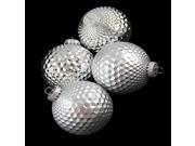 4ct Silver Prism Textured Shatterproof Christmas Ball Ornaments 2.75 70mm