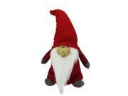 13.5 Red and Gray Portly Smiling Man Gnome Table Top Christmas Figure