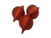 3ct Red Hottie Ribbed Shatterproof Onion Christmas Ornaments 3 75mm