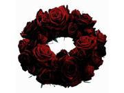 22 Burgundy Red Velvet Rose Artificial Christmas Candle Ring