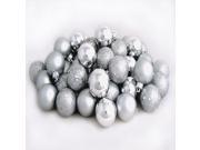 60ct Silver Splendor Shatterproof 4 Finish Christmas Ball Ornaments 2.5 60mm