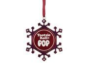 3.5 Silver Plated Pink Snowflake Tootsie Roll Pop Candy Logo Christmas Ornament with European Crystals