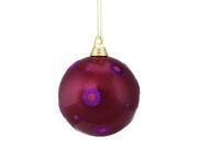 Candy Sugar Plum Purple Pink Glitter Polka Dots Commercial Size Christmas Ball Ornament 6 150mm