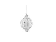 3ct White and Silver Rhinestone and Glitter Shatterproof Onion Christmas Ornaments 3 75mm