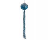 12 Regal Peacock Turquoise Blue Glitter Christmas Ball Ornament with Tassels