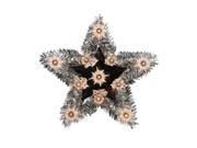 9 Lighted Silver Tinsel Star Christmas Tree Topper Clear Lights