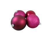 4ct Red Raspberry 4 Finish Shatterproof Christmas Ball Ornaments 10 250mm