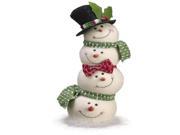 15 Glittered Snowman Head Totem Pole Christmas Table Top Figure
