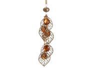 8.5 Gold Glittered Amber Jeweled Leaf and Bead Pendant Christmas Ornament