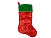 20 Shiny Red Holographic Sequined Christmas Stocking with Velveteen Cuff