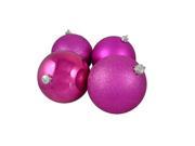 4ct Pink Magenta 4 Finish Shatterproof Christmas Ball Ornaments 10 250mm
