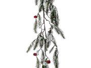 5 x 15 Snowy Pine with Red Jingle Bells Artificial Christmas Garland Unlit