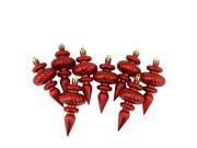 8ct Shiny Red Hot Swirl Shatterproof Christmas Finial Ornaments 4.25