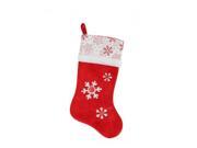 20.5 Country Cabin Red and White Button Snowflake Christmas Stocking with Glitter Accented Cuff