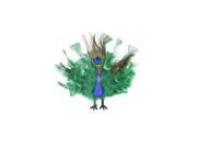 7 Colorful Green Regal Peacock Bird with Open Tail Feathers Christmas Decoration