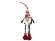 24 Gray and Red Portly Smiling Hanging Leg Gnome Christmas Decoration with Christmas Snow Cap