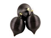3ct Espresso Brown Ribbed Shatterproof Onion Christmas Ornaments 3 75mm