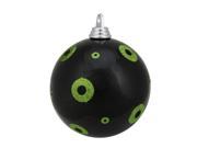 Candy Black with Lime Green Glitter Polka Dots Commercial Size Christmas Ball Ornament 6 150mm