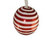5 Peppermint Twist Red White Candy Cane Stripe Sequin Christmas Ball Ornament