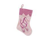 13 Pretty in Pink Metallic Embroidered Ballerina Shoes Christmas Stocking with Glitter Cuff and Bow