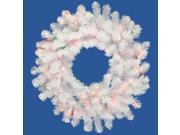 48 Pre Lit Crystal White Artificial Spruce Christmas Wreath Multi Lights