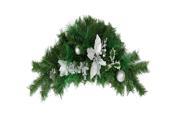 30 Pre Decorated Silver Poinsettia Pine Cone and Ball Artificial Christmas Swag Unlit