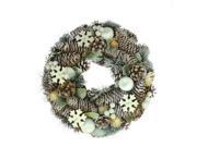 12.5 Frosted Glitter Pine Cone and Fruit Artificial Christmas Wreath Unlit