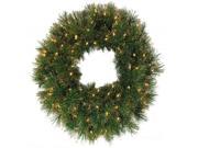 24 Pre Lit Tattinger Long Needle Pine Artificial Christmas Wreath Clear