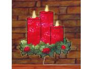 16 Lighted Holographic Candles and Holly Christmas Window Silhouette Decoration