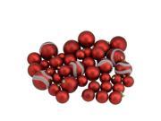 39ct Red Hot Matte and Glitter Shatterproof Christmas Ball Ornaments 2 4