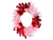 29 Peppermint Twist Red and White Christmas Tinsel Wreath Clear Lights