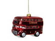 4.25 Red and Gold Glittered London Double Decker Glass Tour Bus Christmas Ornament
