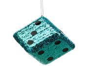 4 Casino Royale Shiny Turquoise Blue Glitter Gambling Dice Christmas Ornament
