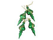 4ct Shiny Green with Gold Glitter Shatterproof Christmas Finial Ornaments 4.5