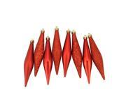 8ct Red Hot Shatterproof 4 Finish Finial Drop Christmas Ornaments 6